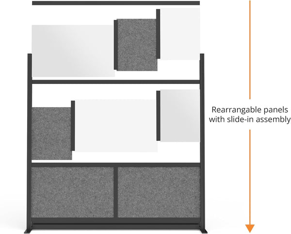 Modular Office Partition Wall with Frosted Acrylic & Sound-Absorbent Panels