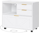 Lateral File Cabinet with Charging Station & Drawers