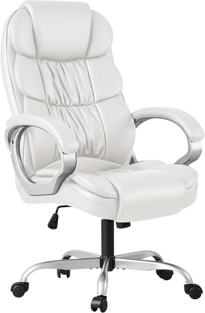 High-Back PU Leather Executive Office Chair with Lumbar Support & Padded Armrests