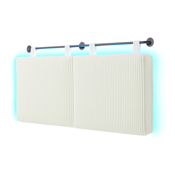 Queen Size Wall-Mounted Upholstered Headboard with RGB LED Lights