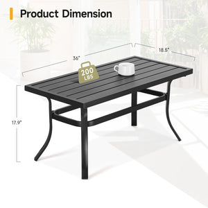 Outdoor Patio Coffee Table with Slatted Steel Top
