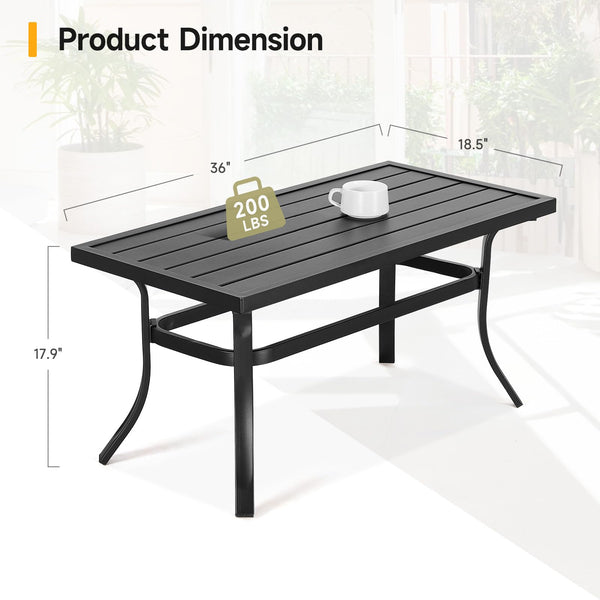 Outdoor Patio Coffee Table with Slatted Steel Top