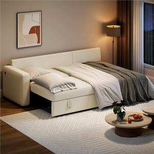 L-Shaped Sectional Sleeper Sofa with Pull-Out Bed, Chaise Storage & USB Charging