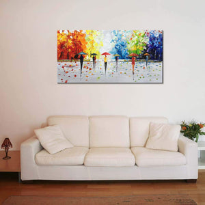 Abstract Landscape Oil Painting on Canvas – Hand Painted Wall Art