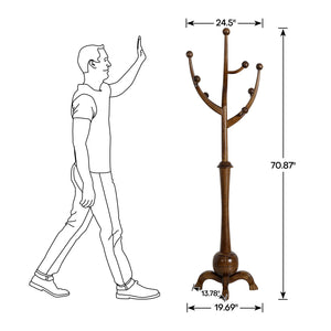 Freestanding Wooden Coat Rack with 8 Hooks