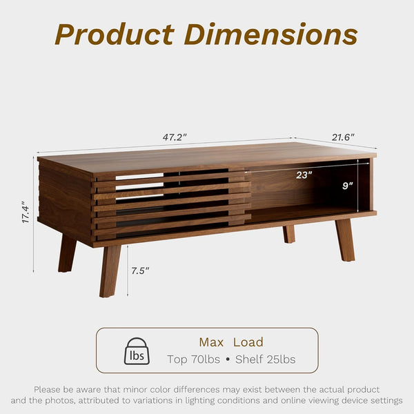Living Room Table Set with Sliding Door Storage