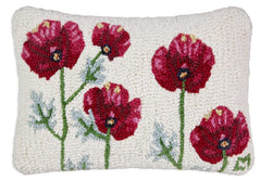 Hand-Hooked Wool Throw Pillow 14x20 – Poppy Profusion Floral