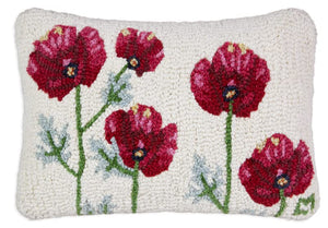 Hand-Hooked Wool Throw Pillow 14x20 – Poppy Profusion Floral