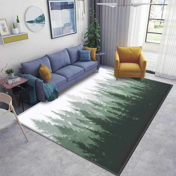 Forest Print Indoor Outdoor Area Rug – Non-Slip Polyester Floor Carpet