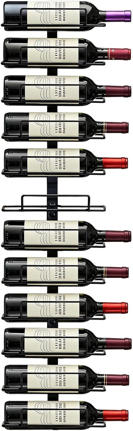 Wall Mount Wine Rack – Black Metal Bottle Holder