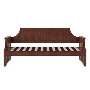 Twin Size Solid Wood Daybed with Curved Beadboard Back