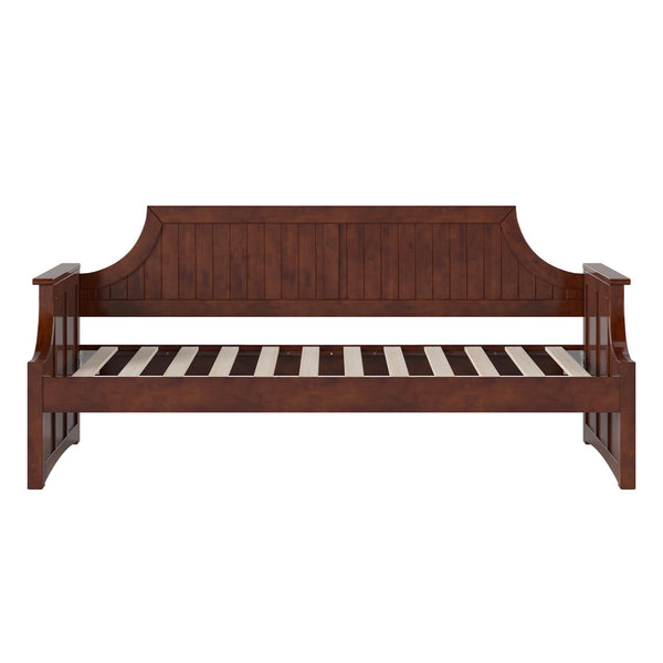 Twin Size Solid Wood Daybed with Curved Beadboard Back