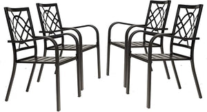 Stackable Metal Outdoor Dining Chairs with Armrests