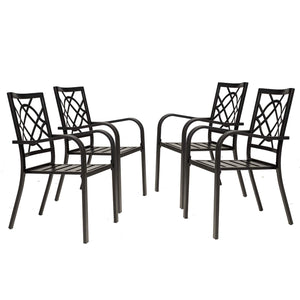 Stackable Metal Patio Dining Chair with Armrest