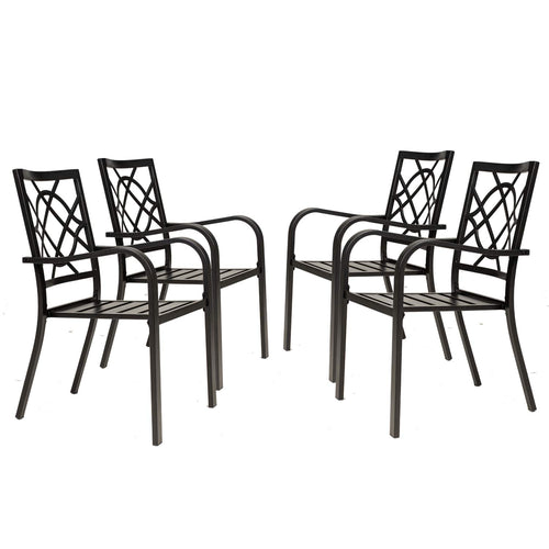 Stackable Metal Patio Dining Chair with Armrest