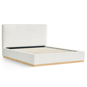 Queen Upholstered Platform Bed Frame with Boucle Fabric