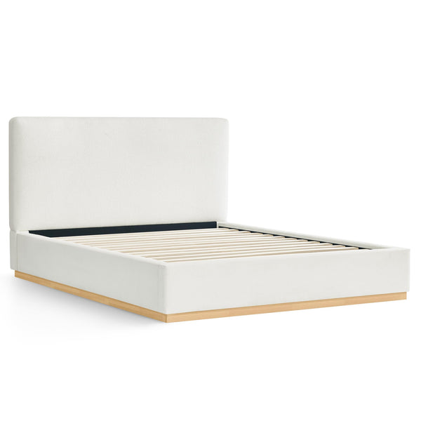 Queen Upholstered Platform Bed Frame with Boucle Fabric