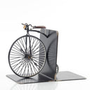 Vintage High Wheeler Bicycle Bookends – Iron Metal, Black