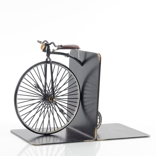 Vintage High Wheeler Bicycle Bookends – Iron Metal, Black