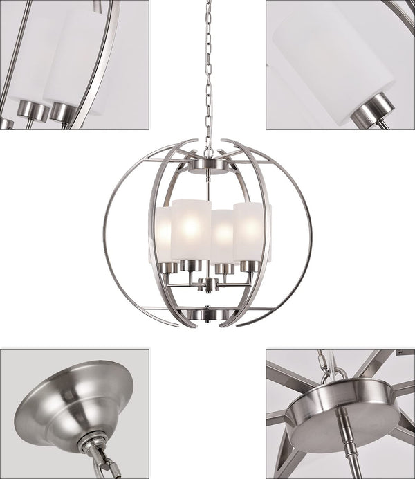 4-Light Globe Chandelier with Frosted Glass Shades