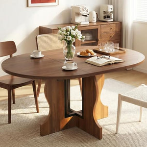 Extendable Round Dining Table for 4–8 | 43.3" to 59" Oval Kitchen Table