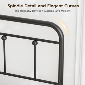 Queen Size Metal Farmhouse Headboard – Adjustable Height, Black