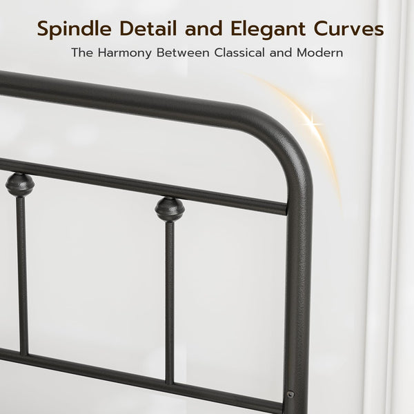 Queen Size Metal Farmhouse Headboard – Adjustable Height, Black