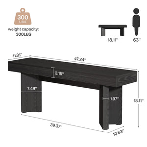 47" Farmhouse Wooden Dining Bench