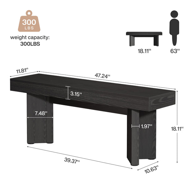 47" Farmhouse Wooden Dining Bench