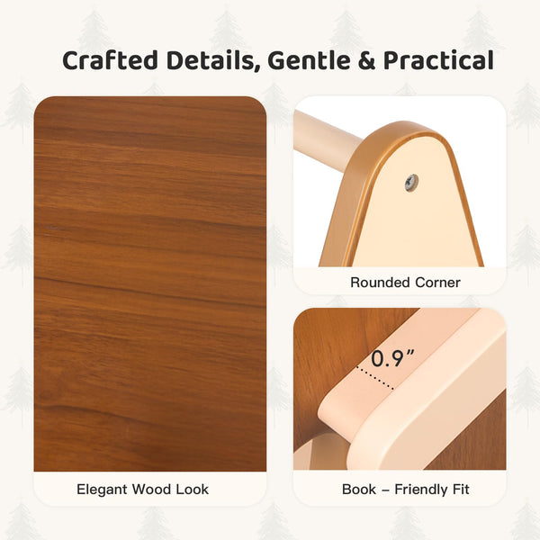 360° Rotating Tree Bookshelf – 4-Tier Pine Wood Floor Standing Bookcase