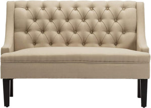 Button Tufted Loveseat Settee with High Back – Khaki