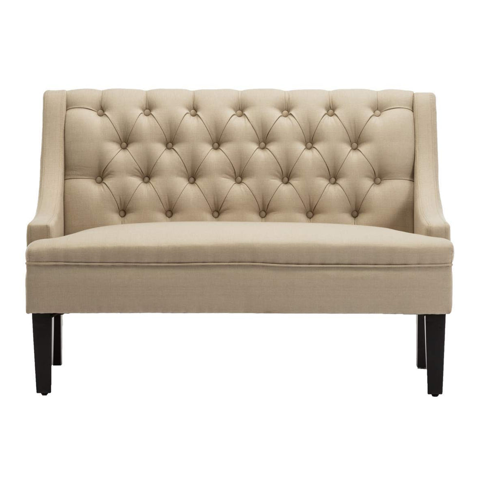 Button Tufted Loveseat Settee with High Back – Khaki