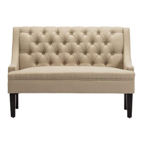 Button Tufted Loveseat Settee with High Back – Khaki