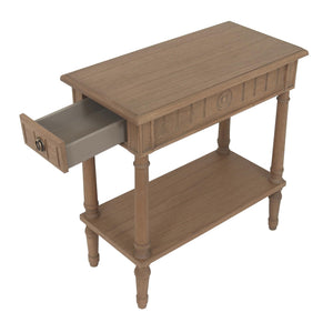 Narrow End Table with Drawer & Shelf – Solid Wood Farmhouse Side Table