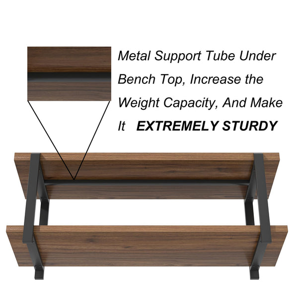Entryway Bench with Shoe Storage | Wood & Metal Frame | 47 Inch