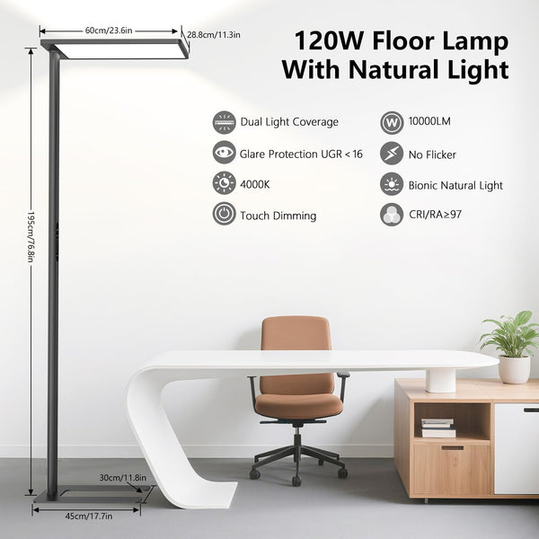 120W Full Spectrum Dimmable LED Floor Lamp 77 Inch