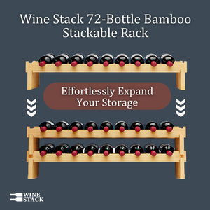 72-Bottle Bamboo Stackable Freestanding Wine Rack
