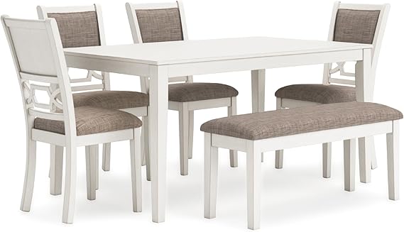 6-Piece Casual Dining Set with Table, Bench & 4 Ladderback Chairs