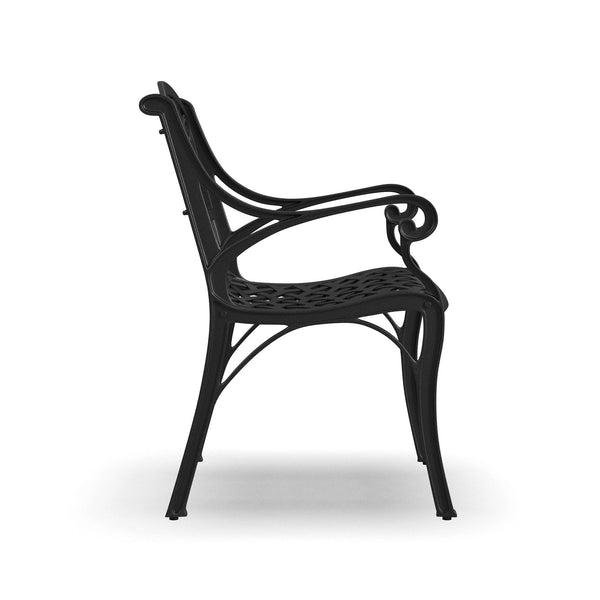 Outdoor Dining Arm Chair Set of 2 – Black Cast Aluminum