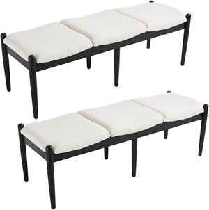 Upholstered Dining Bench with Wood Legs