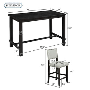 5-Piece Counter Height Dining Set with Cushioned Chairs