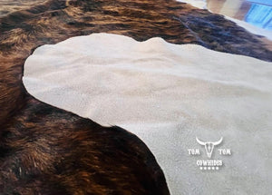 Large Natural Hair-On Cowhide Rug 7 x 6 ft