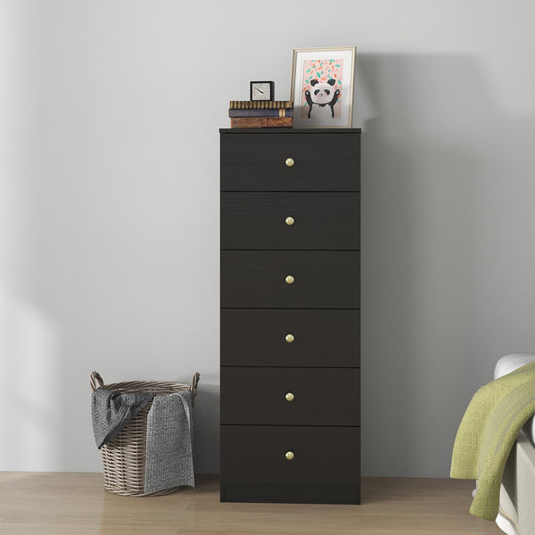 6-Drawer Vertical Dresser with Gold Handles