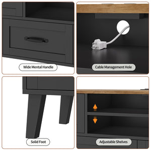 63" TV Console with LED Lighting & 8-Drawer Storage