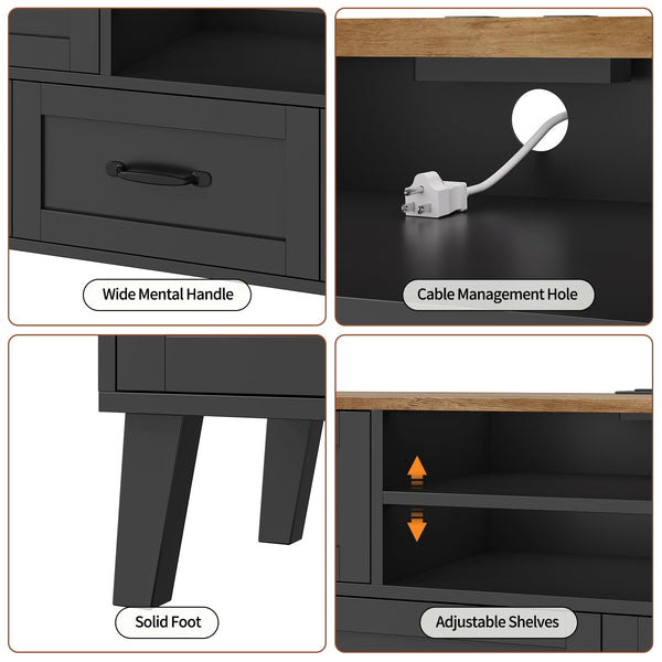 63" TV Console with LED Lighting & 8-Drawer Storage