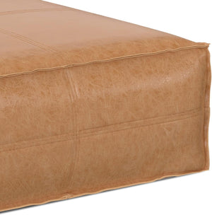 Extra Large Square Faux Leather Pouf Ottoman