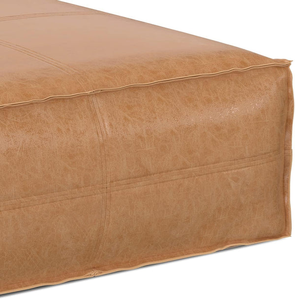 Extra Large Square Faux Leather Pouf Ottoman
