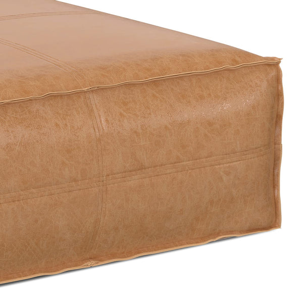 Extra Large Square Faux Leather Pouf Ottoman