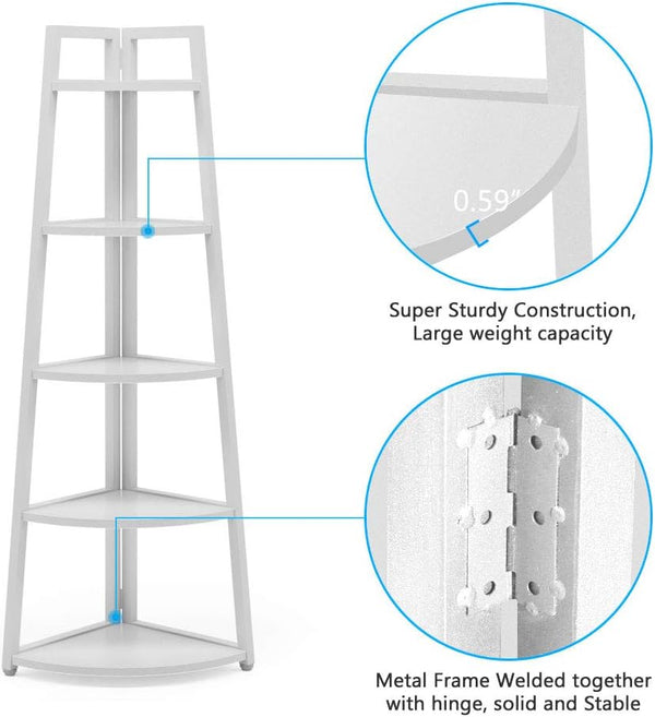 5-Tier Corner Shelf with Metal Frame