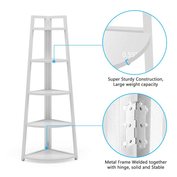 5-Tier Corner Shelf with Metal Frame